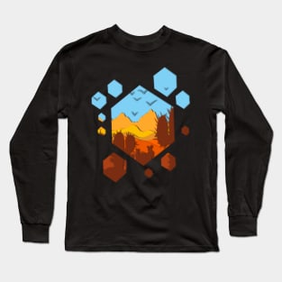 Desert with Cactus Cut Paper Landscape Long Sleeve T-Shirt